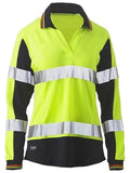 Women's Taped Two Tone Hi Vis V-neck Polo Shirt BKL6225T - City Workwear