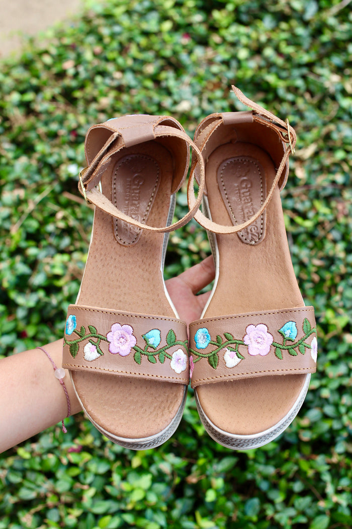 Ximena Embroidered Sandals Tan