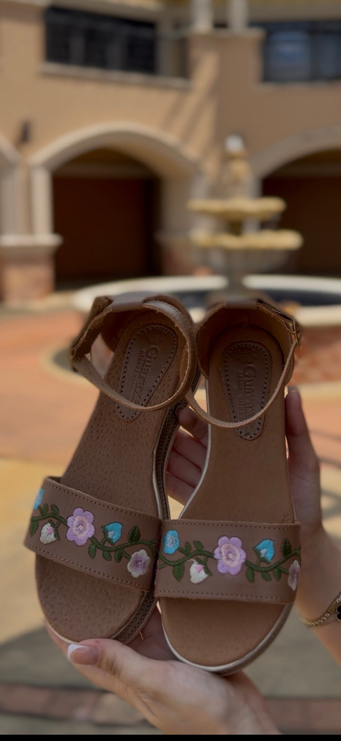 Ximena Embroidered Sandals Tan