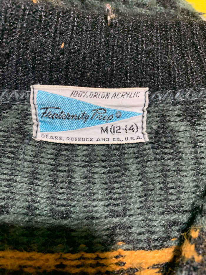 Zip Front Brown and Black Ski Sweater circa 1960s